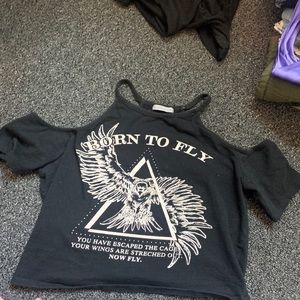 Charolette Russe black cold shoulder halter top